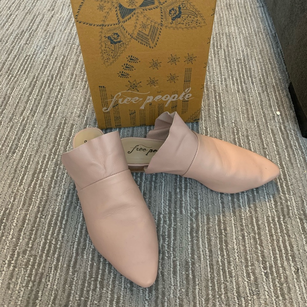 Free people blush ruffled mules